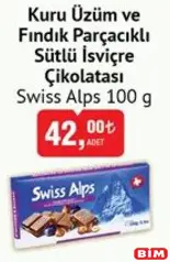 SWİSS ALPS KURUM ÜZÜM VE FINDIK PARÇACIKLI SÜTLÜ İSVİÇRE ÇİKOLATASI 100 G SWİSS ALPS KURUM ÜZÜM VE FINDIK PARÇACIKLI SÜTLÜ İSVİÇRE ÇİKOLATASI 100 G